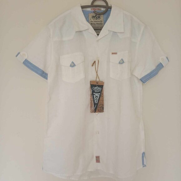 Men's White Short Sleeve Button Down Shirt, size S - Picture 1 of 9